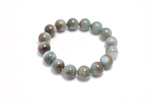 Bluish Red White Jade Single Loop Bead Bracelet