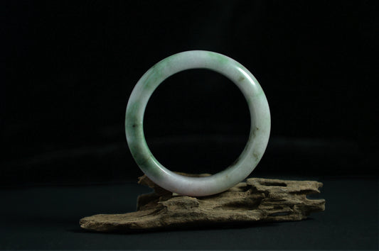 Green Pattern White Standard Circle Jade Bangle