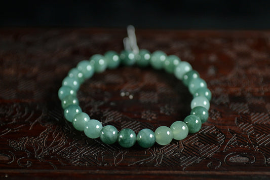 Bluish Green Jade Single Loop Bead Bracelet