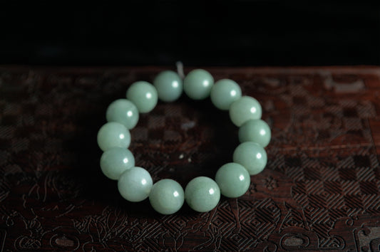 Icy Bluish Light Green Jade Single Loop Bead Bracelet