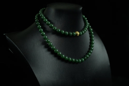 Rich Green Jade Bead Necklace