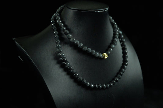 Ink Jade Bead Necklace