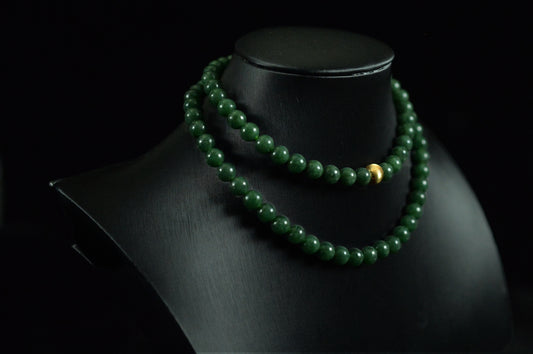 Rich Green Jade Bead Necklace