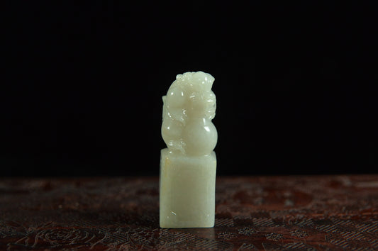 "Mythical Beast" White Jade Seal