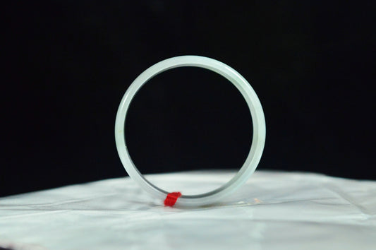 Wide White Moonlight Round Jade Bangle