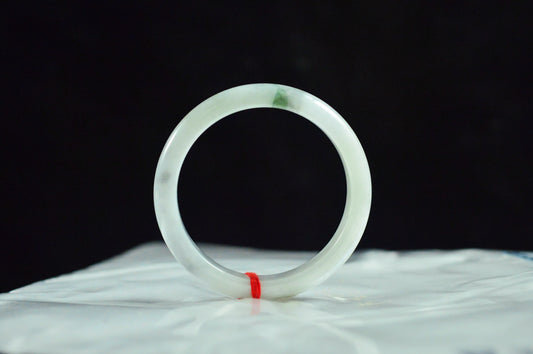 White Base Floating Flower Jade Bangle