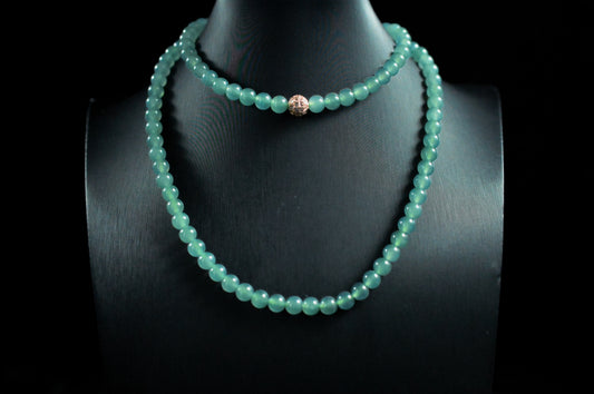 Aged Blue Water Jade Bead Strand