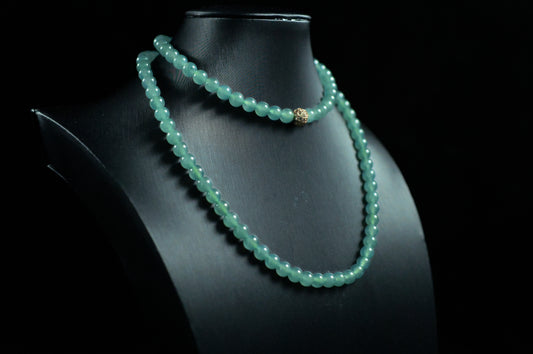 Aged Blue Water Jade Bead Strand