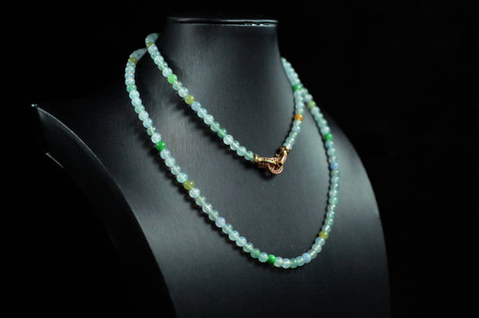 Icy Type Tri-Color Jade Bead Strand