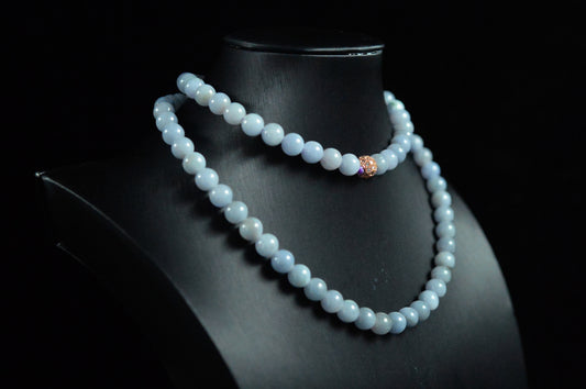 Waxy Type White Base Jade Bead Strand