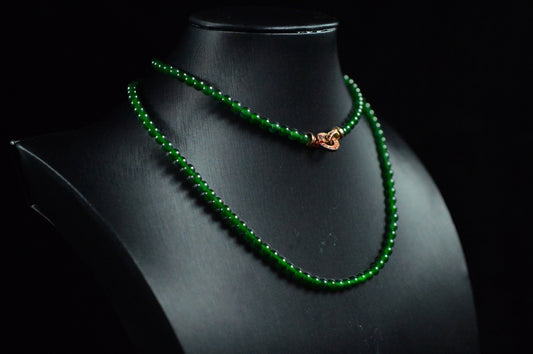 Icy Type Emerald Jade Bead Strand