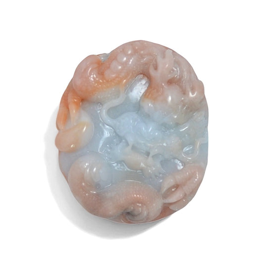 "Dragon" Red White Jade Ornament