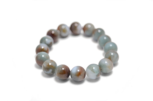 Bluish Red White Jade Single Loop Bead Bracelet