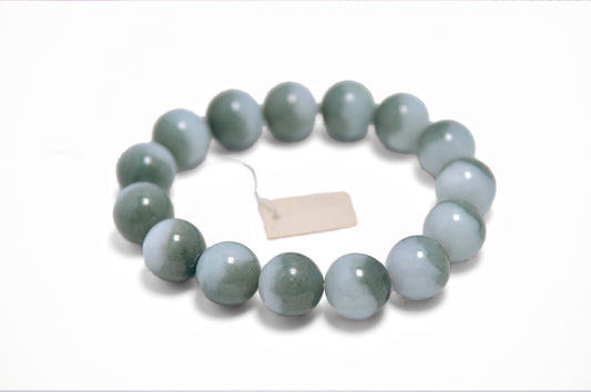 Oil Green White Jade Single Loop Bead Bracelet