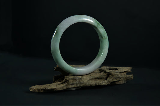 Rich Dark Green Pattern Standard Circle Jade Bangle