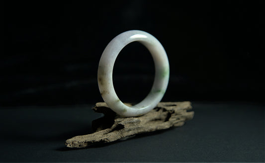 Ink Yellow Green Pattern White Standard Circle Jade Bangle