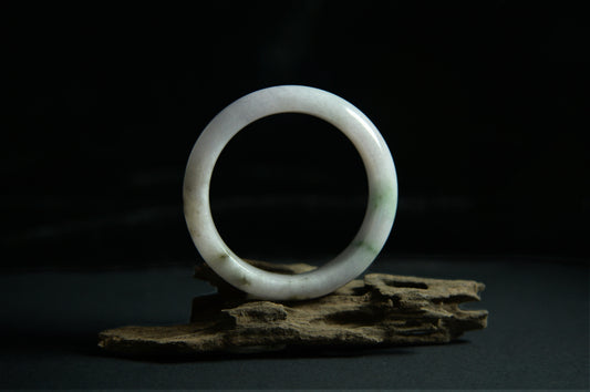 Ink Yellow Green Pattern White Standard Circle Jade Bangle