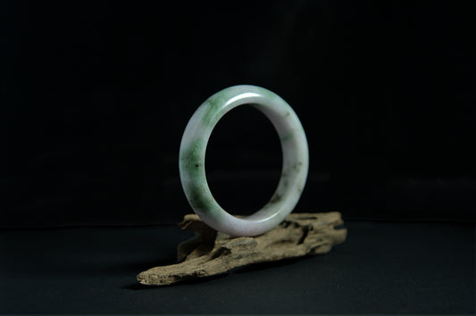 Green Pattern White Standard Circle Jade Bangle
