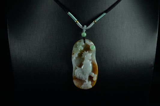 "Rooster" White Yellow Green Jade Pendant