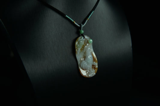 "Rooster" White Yellow Green Jade Pendant