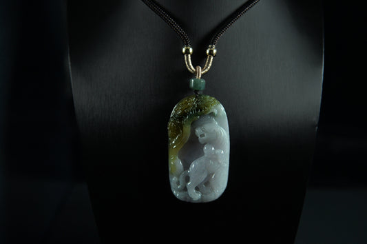 "Tiger" Olive Green Jade Pendant
