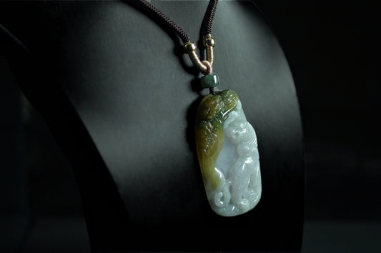 "Tiger" Olive Green Jade Pendant