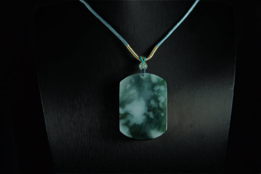 Icy Rich Blue Peace & Blessing Jade Pendant