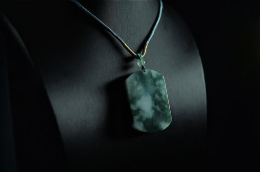 Icy Rich Blue Peace & Blessing Jade Pendant