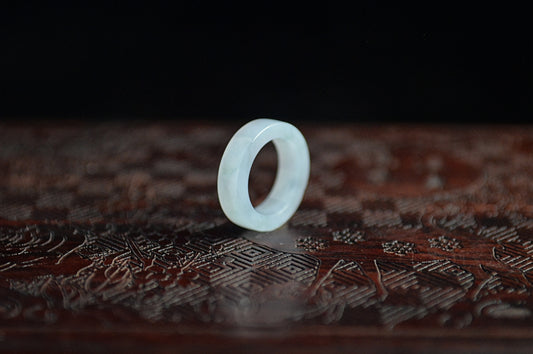 Icy Bluish White Jade Ring