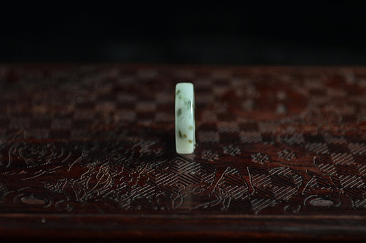 White Olive Green Pattern Ring