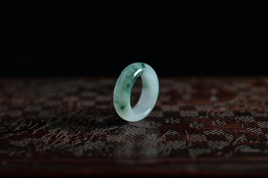 Icy Bluish Green Pattern Jade Ring
