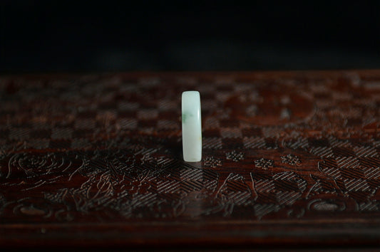 White Sun Green Yellow Jade Ring