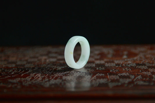 White Sun Green Yellow Jade Ring