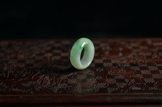 White Sun Green Jade Ring