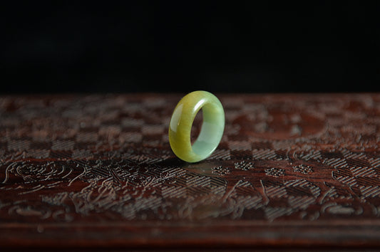 Bluish Rich Yellow Jade Ring
