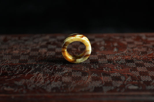Rich Yellow Pattern Jade Ring