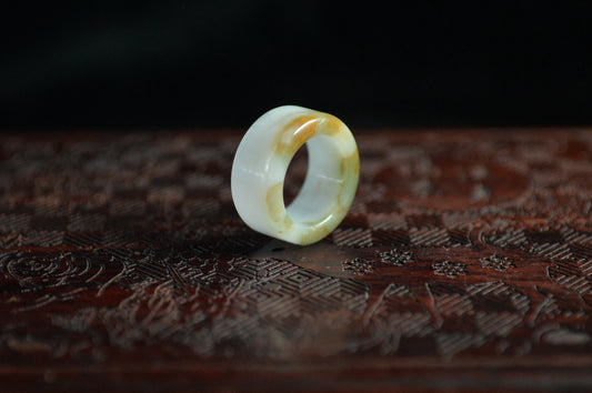 Icy Yellow Pattern Jade Ring