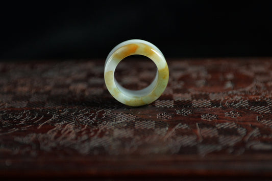 Icy Yellow Pattern Jade Ring