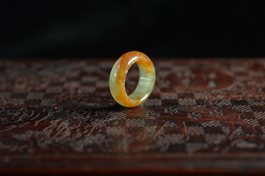 Icy Red Yellow Jade Ring