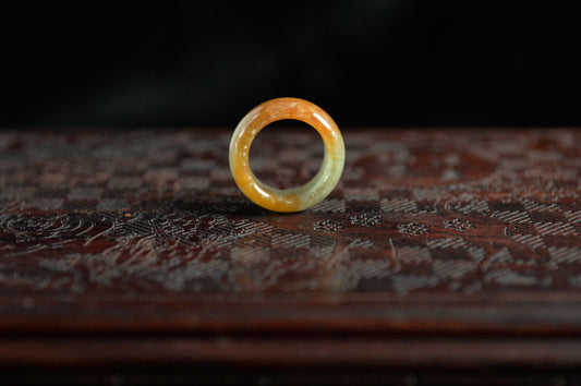 Icy Red Yellow Jade Ring