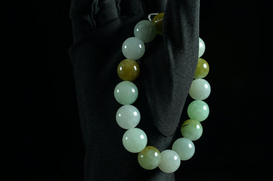 Mixed  Light Green & Yellow Jade Single Loop Bead Bracelet