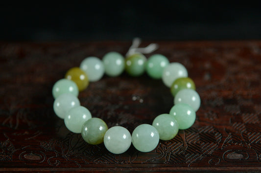 Mixed  Light Green & Yellow Jade Single Loop Bead Bracelet