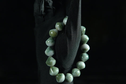 Olive Green Pattern Jade Single Loop Drop-shaped Bead Bracelet
