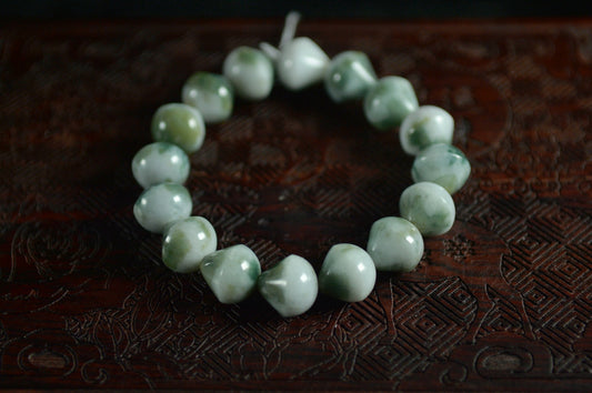 Olive Green Pattern Jade Single Loop Drop-shaped Bead Bracelet