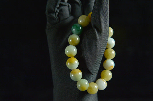 Mixed Blue & Yellow & White Jade Single Loop Bead Bracelet