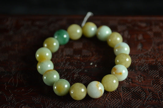Mixed Blue & Yellow & White Jade Single Loop Bead Bracelet