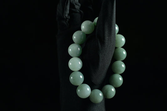 Icy Bluish Light Green Jade Single Loop Bead Bracelet
