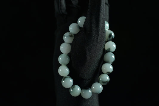 Icy Ink Bluish Green Jade Single Loop Bead Bracelet