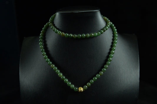 Oil Green Jade Bead Necklace