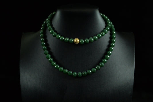 Rich Green Jade Bead Necklace